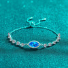 925 Sterling Silver Plated Bracelet With Sapphire Blue Horse Eye Moissanite Stretch Adjustment Electroplating Treatment Simple And Personalized For Women
