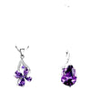 Sterling Silver Plated Four Leaf Clover Amethyst Diamond Ladies Necklace