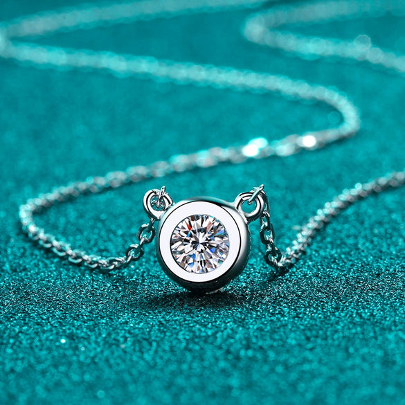 Sterling Silver Plated Pt950 Gold Necklace With Moissanite Bubble Pendant Electroplating Cross Flower Chain For Women