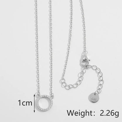 Sterling Silver Plated Zircon Cross Chain Plating Inlay Round Pendant Necklace