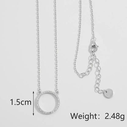 Sterling Silver Plated Zircon Cross Chain Plating Inlay Round Pendant Necklace