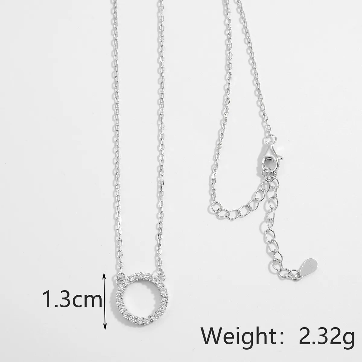 Sterling Silver Plated Zircon Cross Chain Plating Inlay Round Pendant Necklace