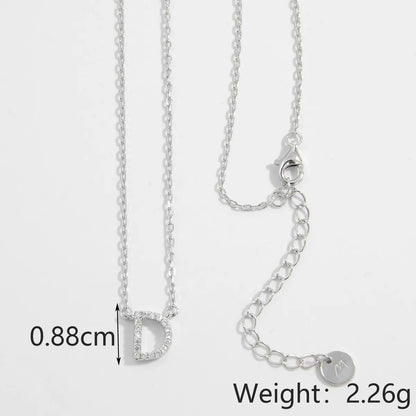 Sterling Silver Plated Zircon Plating Inlay Letter Pendant Necklace