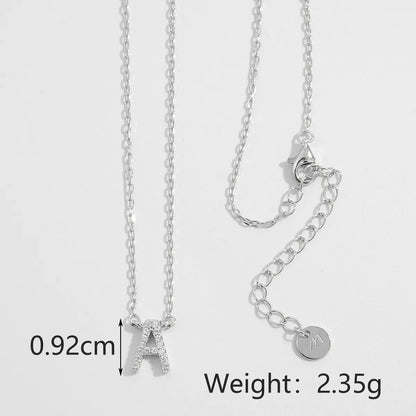 Sterling Silver Plated Zircon Plating Inlay Letter Pendant Necklace