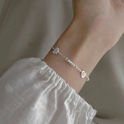 Sterling Silver Plating Geometric Heart Shape Donuts Bracelets