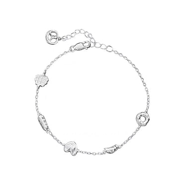 Sterling Silver Plating Geometric Heart Shape Donuts Bracelets