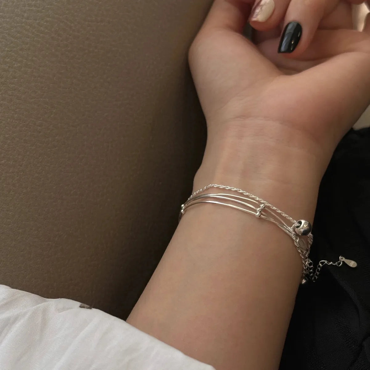 Sterling Silver Plating Geometric Solid Color Bracelets