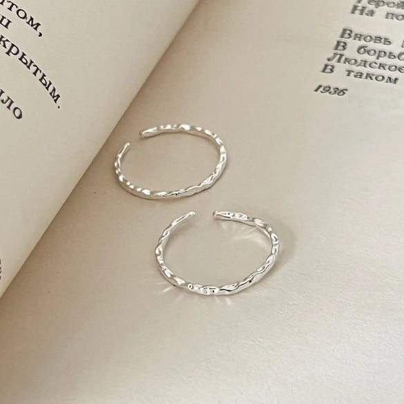 Sterling Silver Plating Geometric Solid Color Open Rings