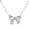 Sterling Silver Plating Inlay Bow Knot Zircon Earrings Necklace