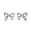 Sterling Silver Plating Inlay Bow Knot Zircon Earrings Necklace