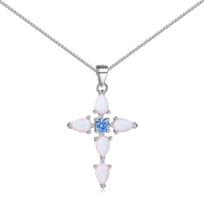 Sterling Silver Plating Inlay Geometric Zircon Pendant Necklace