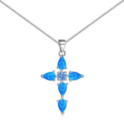 Sterling Silver Plating Inlay Geometric Zircon Pendant Necklace