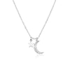 Sterling Silver Plating Inlay Star Moon Zircon Pendant Necklace