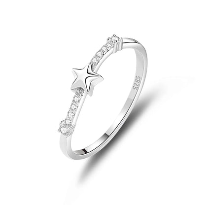 Sterling Silver Plating Inlay Star Zircon Rings