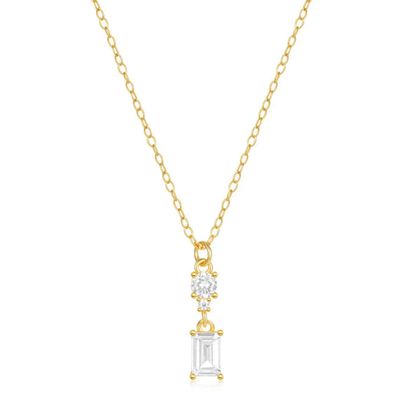 Sterling Silver Plating Solid Color Rhinestones Pendant Necklace