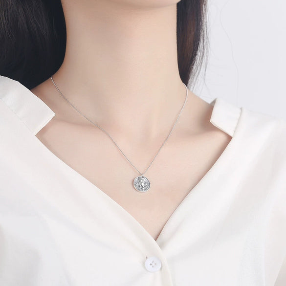 Sterling Silver 925 Prayer Hand Pendant Necklace Geometric Style Electroplated Unisex