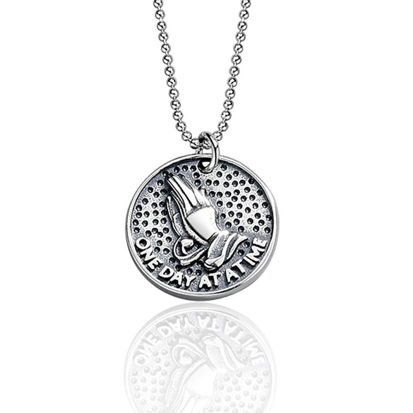 Sterling Silver 925 Prayer Hand Pendant Necklace Geometric Style Electroplated Unisex