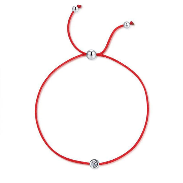 Sterling Silver Red Rope Geometric Style Diamond Minimalist Unisex Women's Bracelet Diy Accessories Jewelry