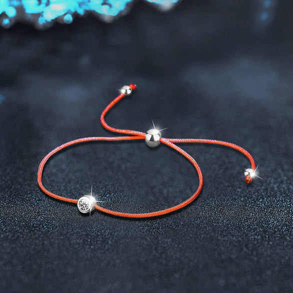 Sterling Silver Red Rope Geometric Style Diamond Minimalist Unisex Women's Bracelet Diy Accessories Jewelry