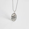 925 Sterling Silver Retro Distressed Guardian Angel Pendant Necklace