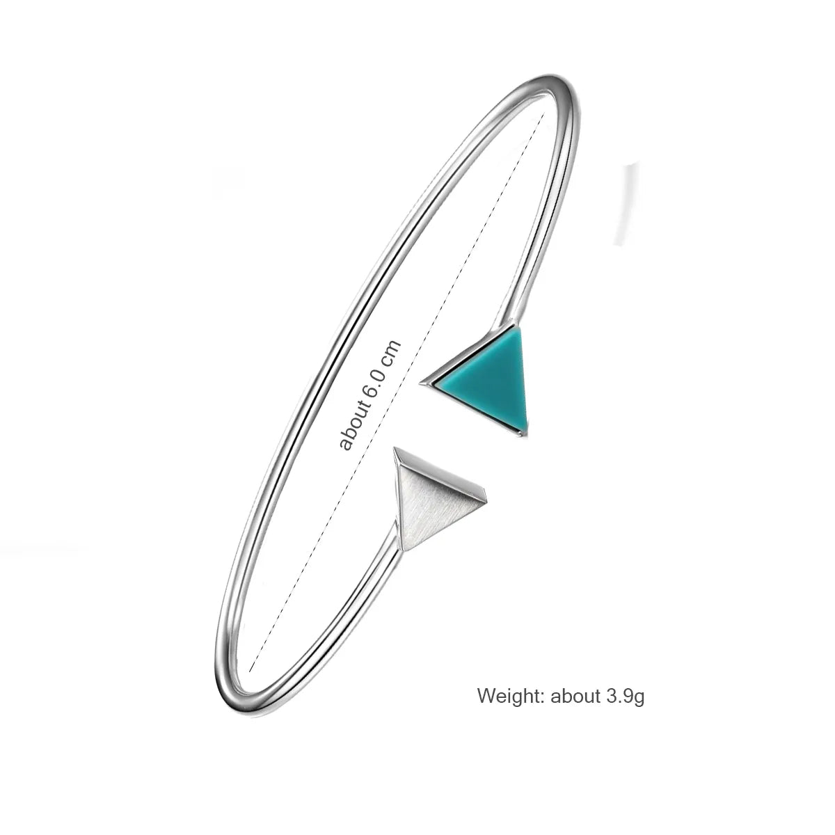 Sterling Silver Rhodium Plated Handmade Inlay Triangle Turquoise Bangle