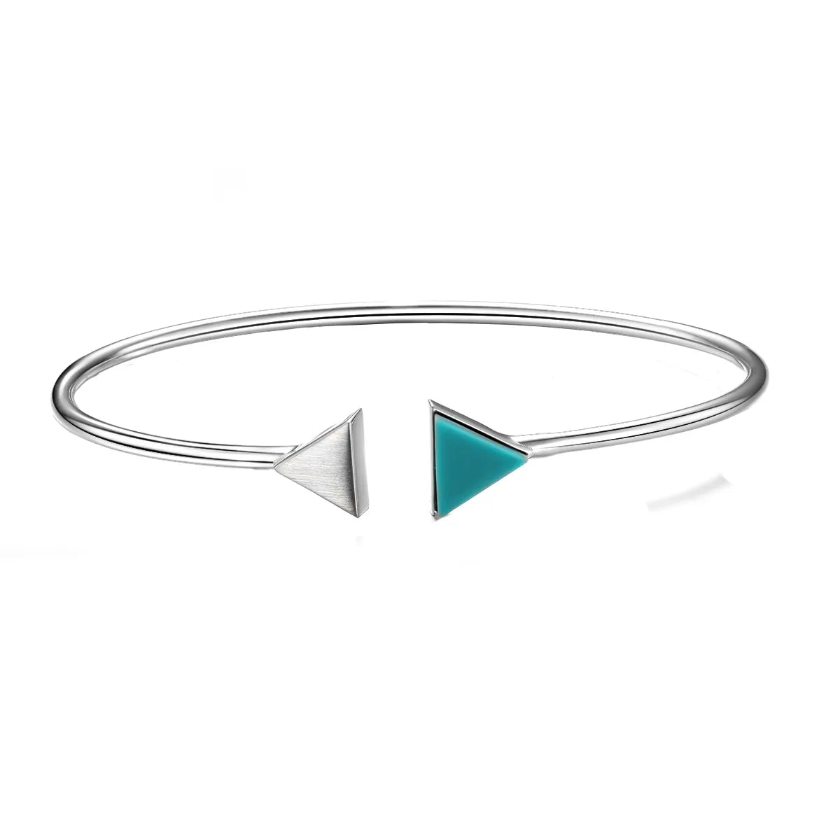 Sterling Silver Rhodium Plated Handmade Inlay Triangle Turquoise Bangle