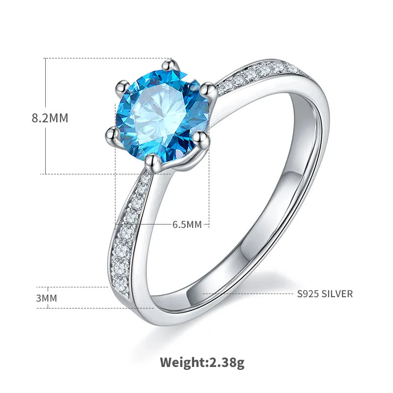 Sterling Silver Rhodium Plated Inlay Round Zircon Rings