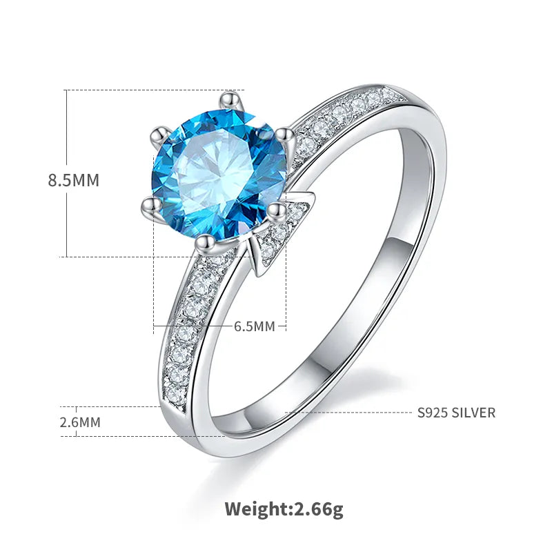 Sterling Silver Rhodium Plated Inlay Round Zircon Rings