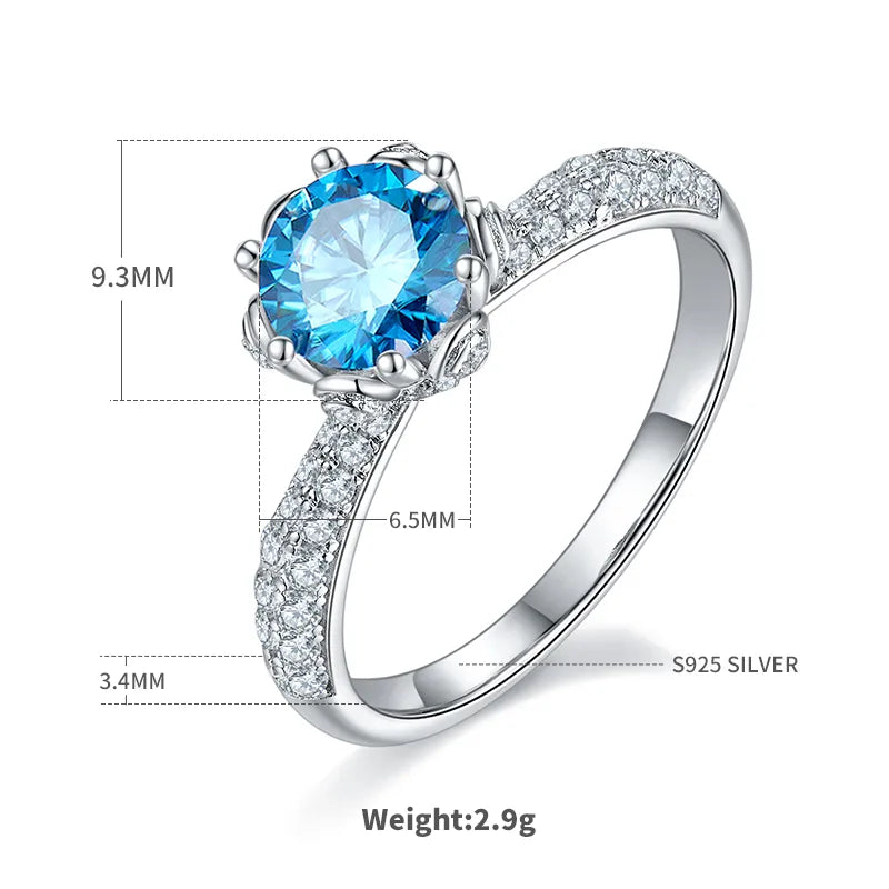 Sterling Silver Rhodium Plated Inlay Round Zircon Rings