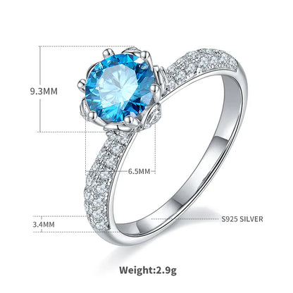 Sterling Silver Rhodium Plated Inlay Round Zircon Rings