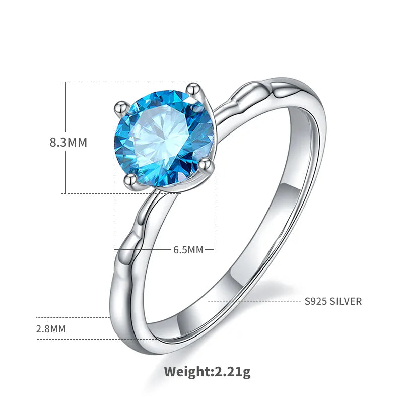 Sterling Silver Rhodium Plated Inlay Round Zircon Rings