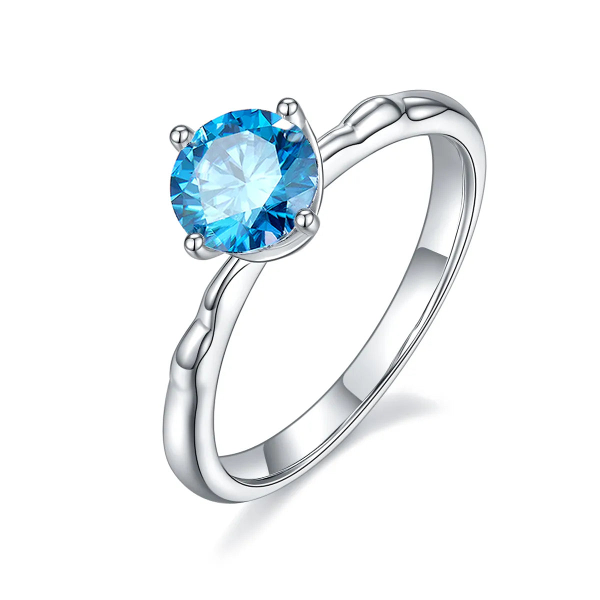 Sterling Silver Rhodium Plated Inlay Round Zircon Rings