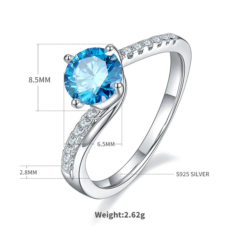 Sterling Silver Rhodium Plated Inlay Round Zircon Rings