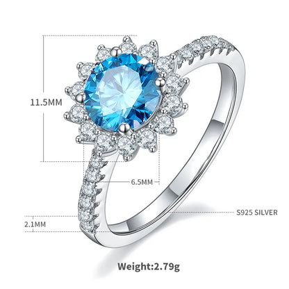 Sterling Silver Rhodium Plated Inlay Round Zircon Rings