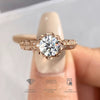 925 Sterling Silver Ring For Women With Petal Six Claw Design And Geometric Pattern Electroplated