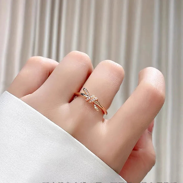 Sterling Silver Rose Gold Plated Silver Plated Elegant Lady Streetwear Inlay Printing Zircon Rings