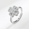 Sterling Silver Rotating Clover Ring For Women Electroplated Adjustable Open Band Anxiety Relief Spinner Ring