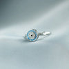 Sterling Silver Rotating Devil Eye Zircon Adjustable Opening Ring Geometric Style Electroplated For Women