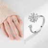Sterling Silver Rotating Flower Adjustable Open Ring For Women Geometric Floral Design Electroplated Fashion Jewelry