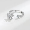 Sterling Silver Rotating Flower Adjustable Open Ring For Women Geometric Floral Design Electroplated Fashion Jewelry