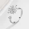 Sterling Silver Rotating Flower Adjustable Open Ring For Women Geometric Floral Design Electroplated Fashion Jewelry