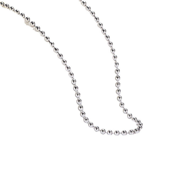 Sterling Silver Round Bead Ball Chain Necklace Simple Geometric Style Unisex Sweater Chain With Electroplated Finish