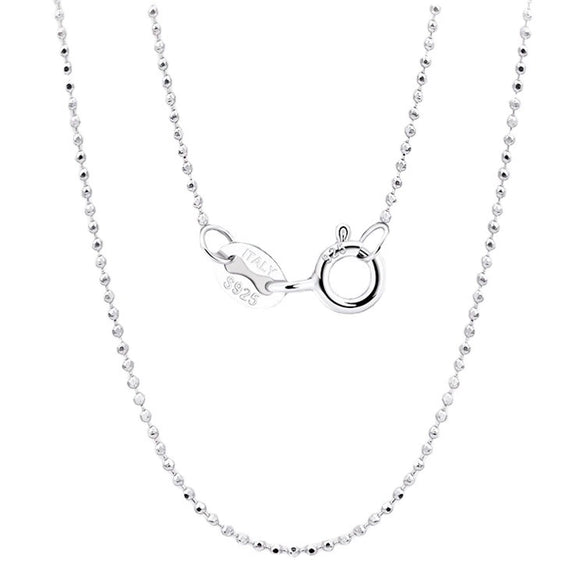 Sterling Silver Round Bead Ball Chain Necklace Simple Geometric Style Unisex Sweater Chain With Electroplated Finish
