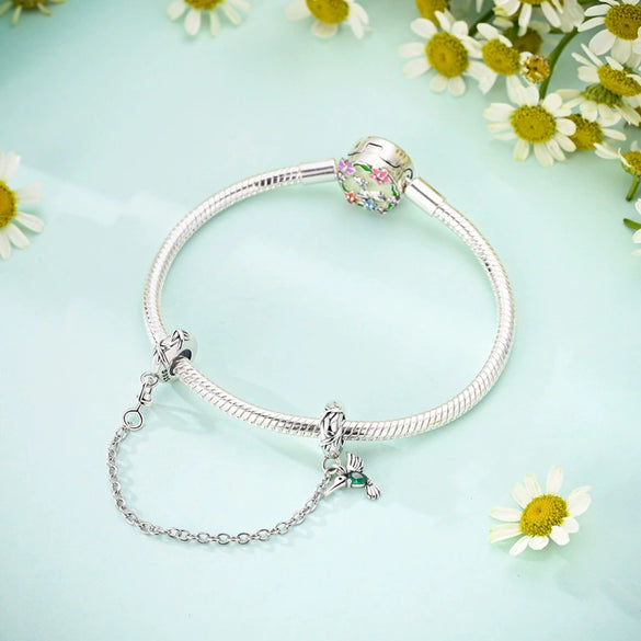 Sterling Silver Safety Chain Diy Jewelry Accessories Bracelet With Dripping Oil Design