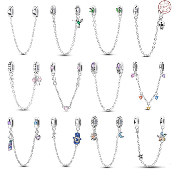 Sterling Silver Safety Chain Diy Jewelry Accessories Bracelet With Dripping Oil Design