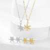 Sterling Silver Sea Star Shape Personality Fashion Jewelry Necklace Earrings Suit