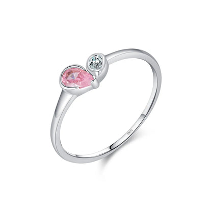 Sterling Silver Silver Plated Cute Sweet Commute Inlay Heart Shape Zircon Rings