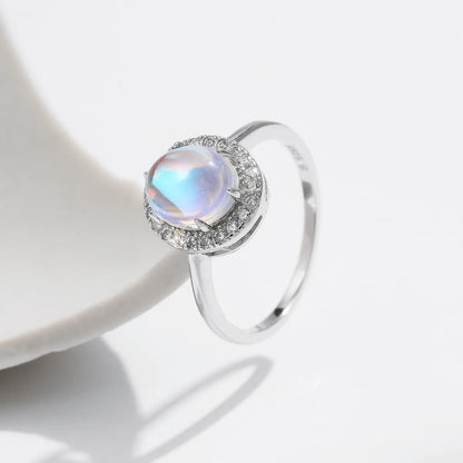 Sterling Silver Silver Plated Elegant Glam French Style Inlay Oval Artificial Gemstones Zircon Rings