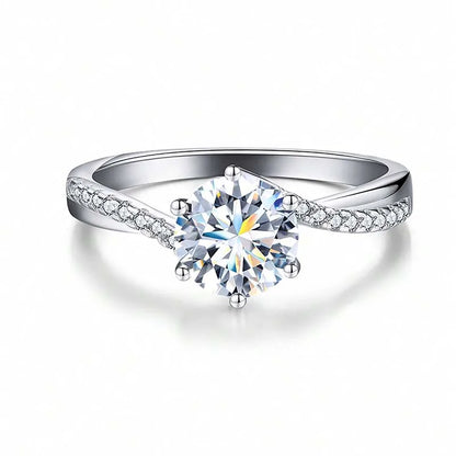 Sterling Silver Silver Plated Elegant GRA Certificate Inlay Solid Color Moissanite Rings