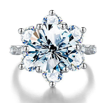 Sterling Silver Silver Plated Elegant Luxurious GRA Certificate Inlay Solid Color Moissanite Rings